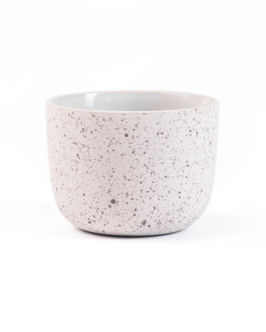 Matte Porzellan-Latte-Tasse 250 ml, gesprenkelt, von Barista-Essentials, weiß und grau